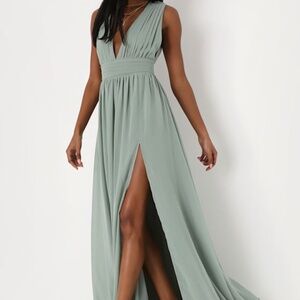 Lulus Heavenly Hues Sage Brush Maxi Dress Green - Size S- (Brand New w/ Tags!)